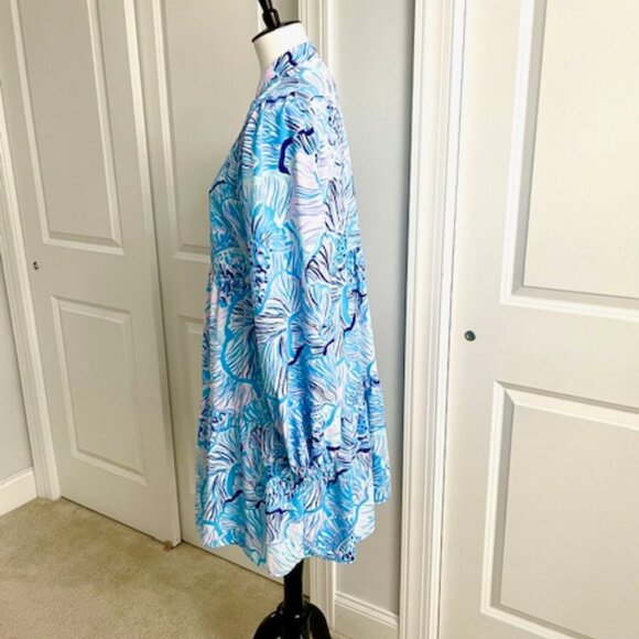Lilly Pulitzer Blue Ocean Winona Swing Dress Size Large - Picture 3 of 9